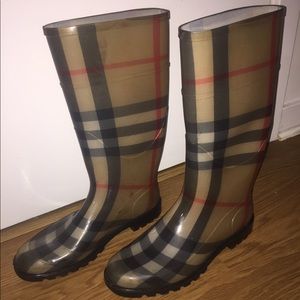 Tall Burberry Nova Check Rain Boots