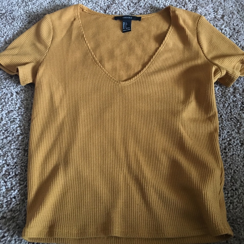 Mustard Yellow Low V Neck Crop