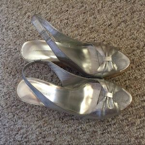 Silver banana republic platform wedges