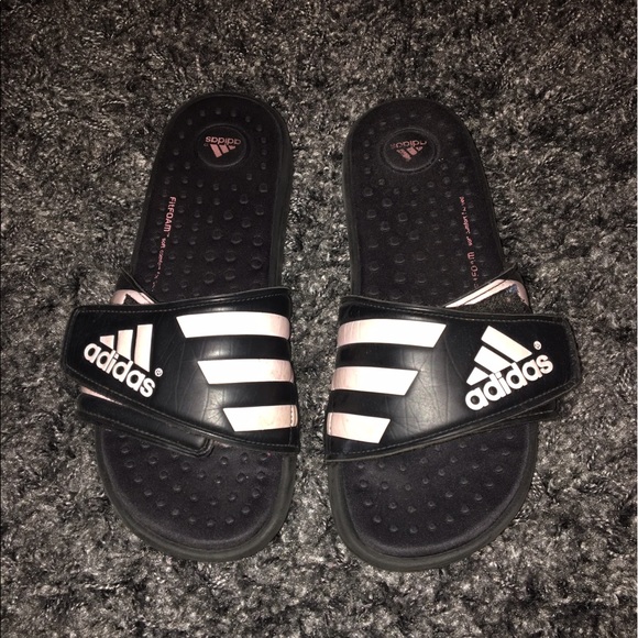 adidas Shoes - Light Pink and Black Adidas Slides