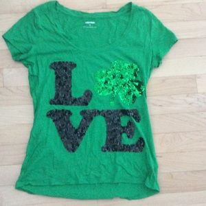 Green sequin tee shirt