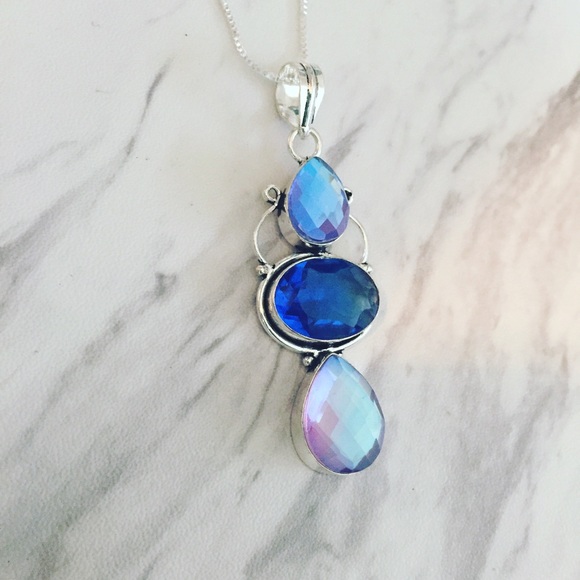 Pineapple.PalmBeach Jewelry - Sterling Silver Mystic & Blue Quartz Necklace