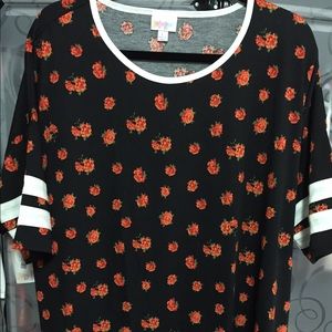 Irma - black with roses - varsity sleeves