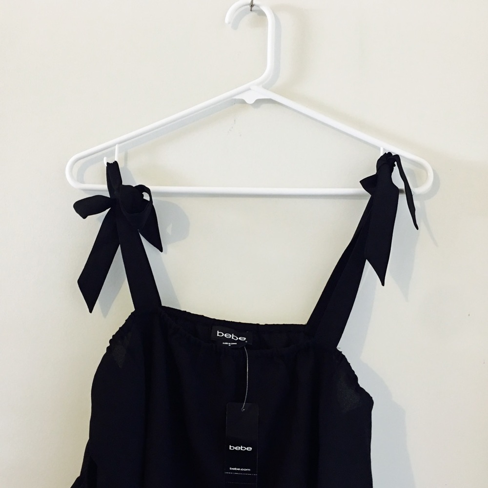 Bebe Off-Shoulder Ribbon Tied Top