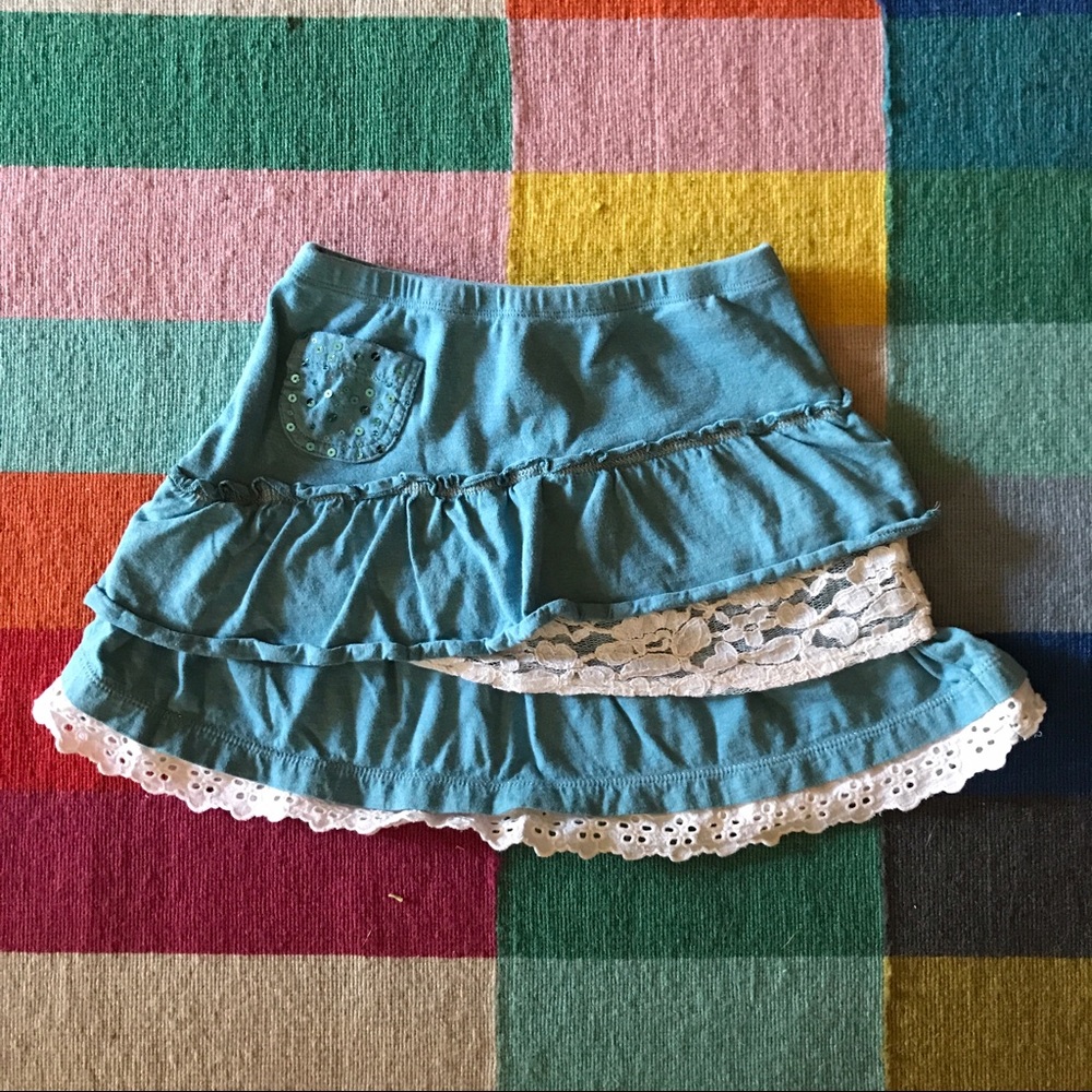 Naartjie Size 5 Girls Skirt Teal with Lace Accents