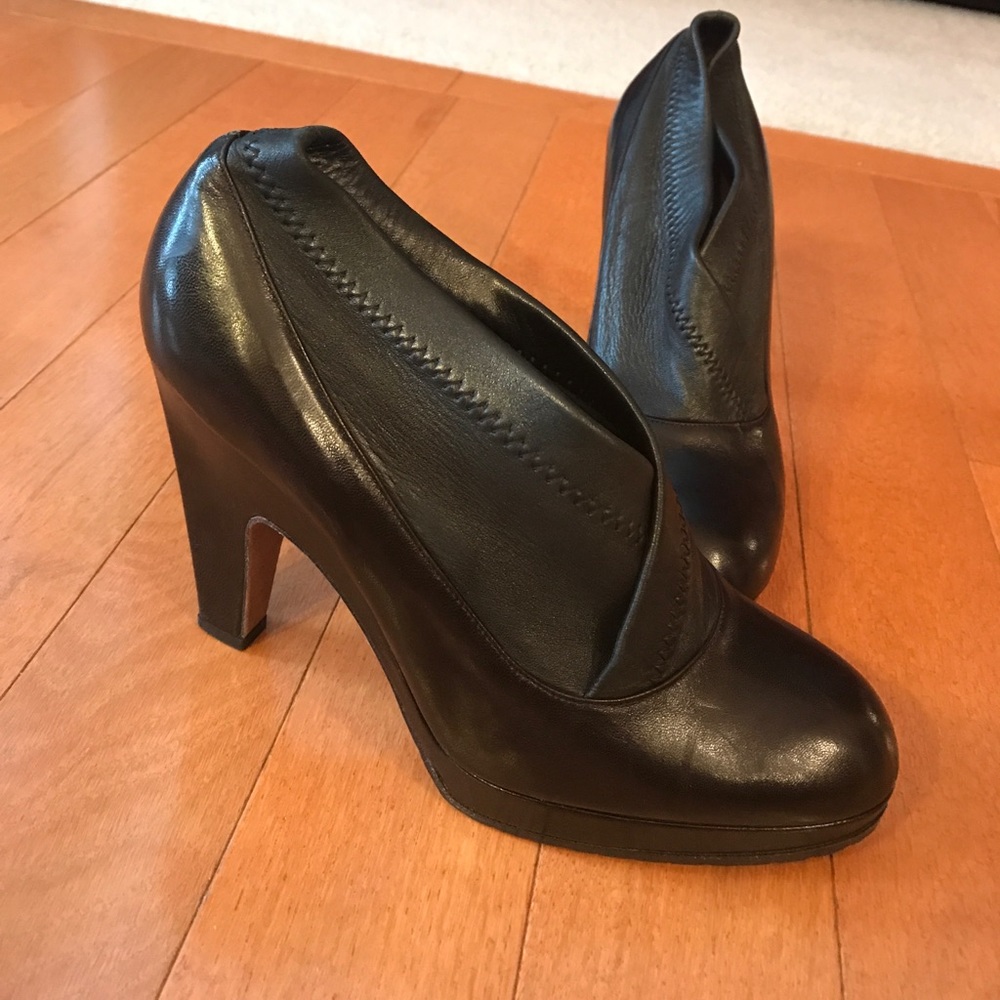 Derek Lam black leather booties with stretch