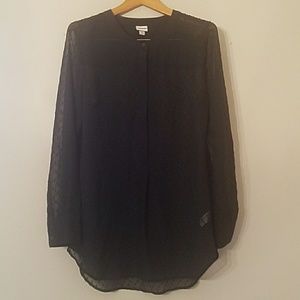 Merona, Black Sheer Long-sleeve, Loose-fit blouse
