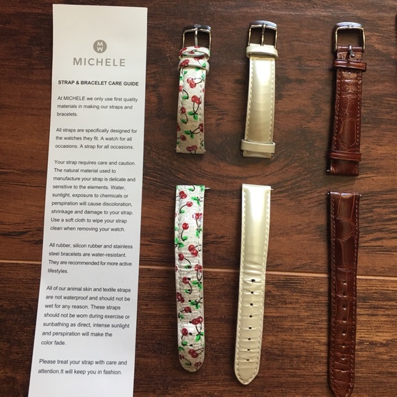 7 Michele leather bands. 16 inch. Great condition