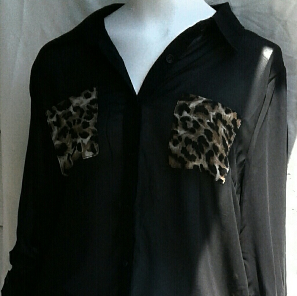 Black Sheer button down Blouse