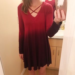 Francesca's long sleeve ombré dress