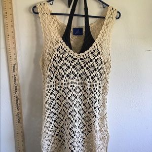 New creamy crochet swim cover OR blue NICE 👍