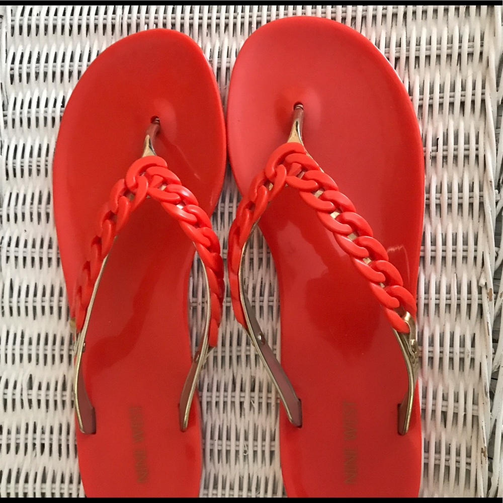 Nine West coral orange sandals