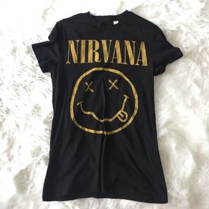 Nirvana band logo long tee. H&M size S. distressed