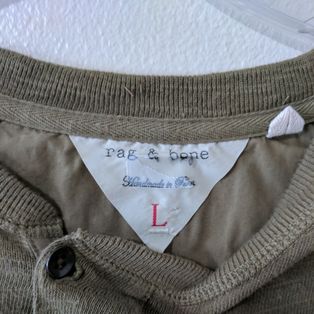 Rag & Bone olive green henley long sleeve - Picture 3 of 3