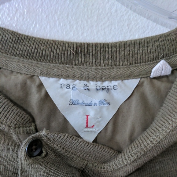Rag & Bone olive green henley long sleeve - Picture 3 of 3