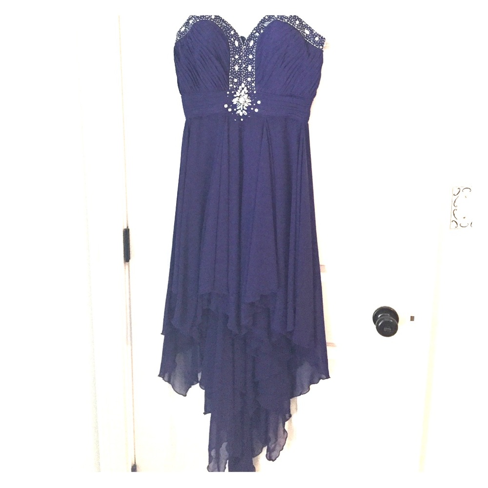 Bee Darlin Purple Hi-Lo Homecoming Dress