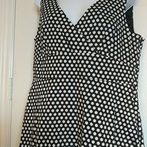 16w black with white polka dot dress