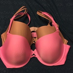 🛍Victoria's Secret 38C Demi Bras Pink & Beige EUC
