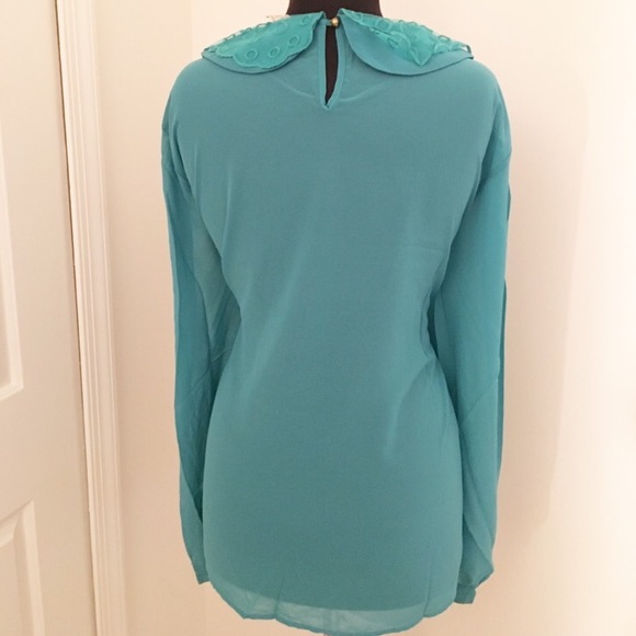 ✨TURQUOISE ORNATE SHEER TOP✨PLUS SIZE NWT - Picture 2 of 5