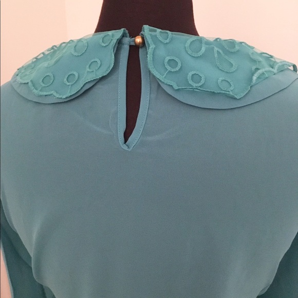 ✨TURQUOISE ORNATE SHEER TOP✨PLUS SIZE NWT - Picture 4 of 5