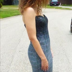 Floor length designer gown from Dillard's.