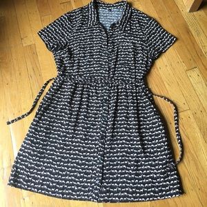 Black H & M mini shirt dress with animal print