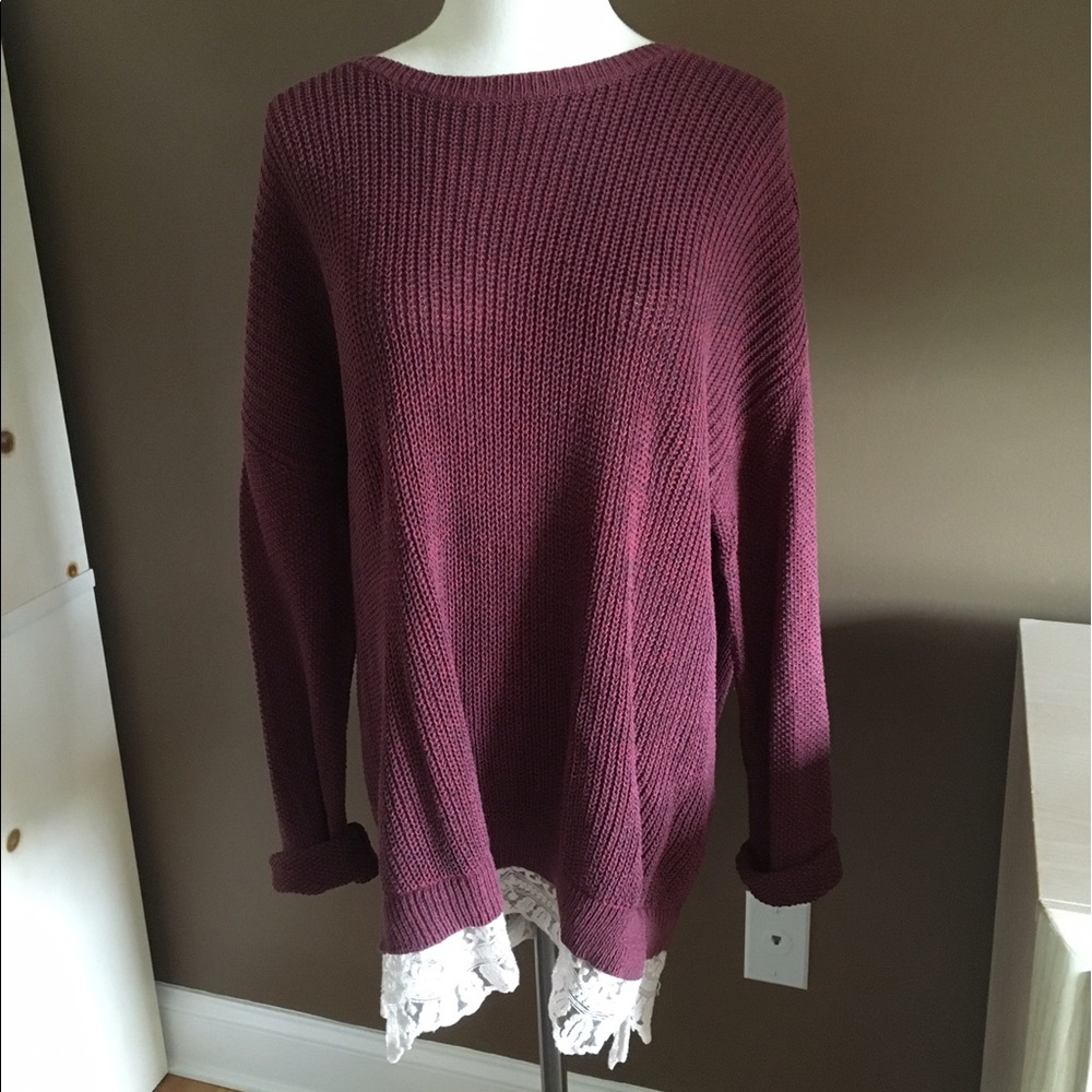 Pins & Needles Lace-Trim Sweater (UO)