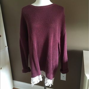 Pins & Needles Lace-Trim Sweater (UO)