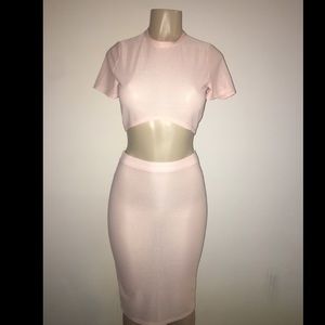 Light pink 2 piece, slightly see through
