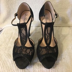 Black lace high heels Size 7