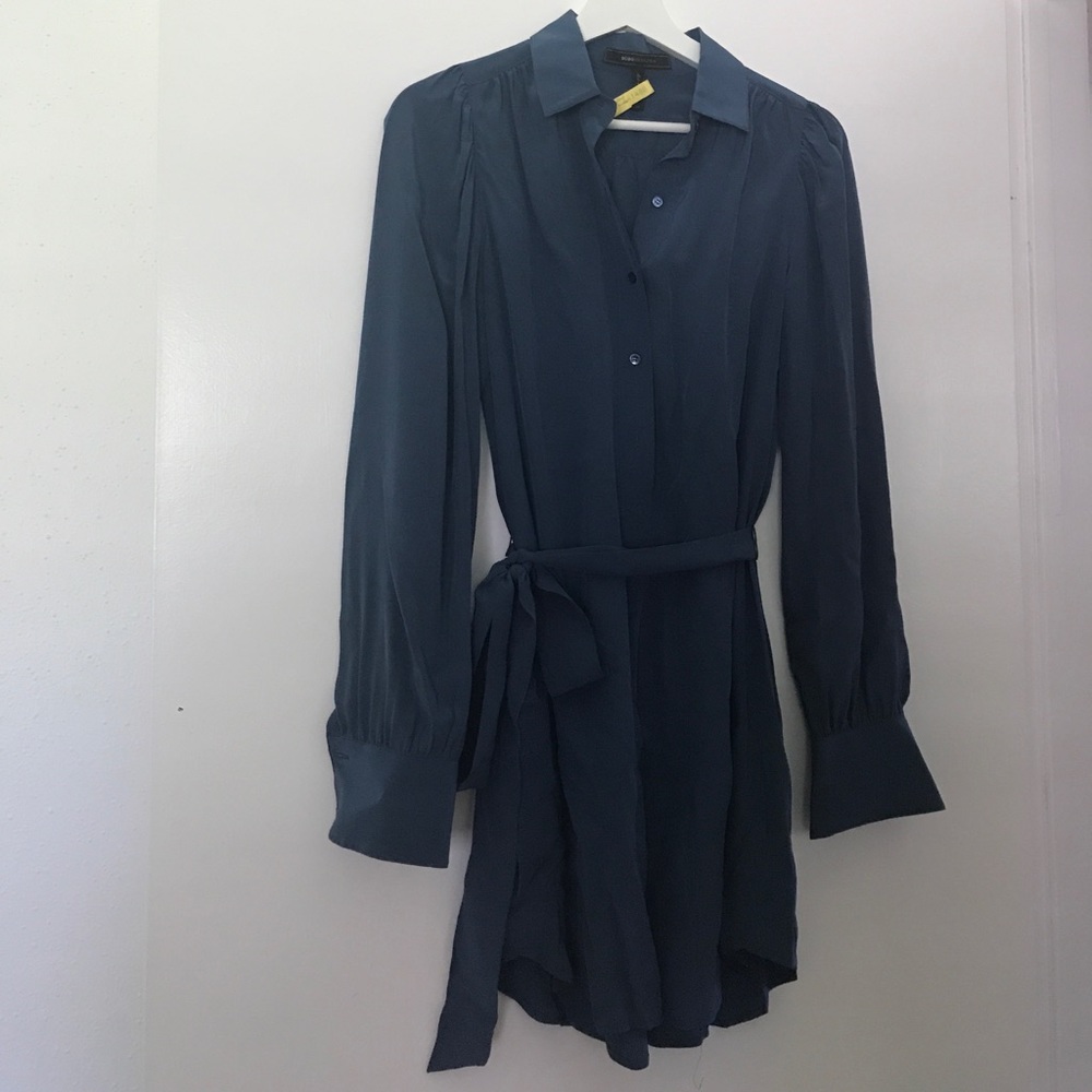 BCBGMaxAzria XS /S Blue Shirt Work Dress