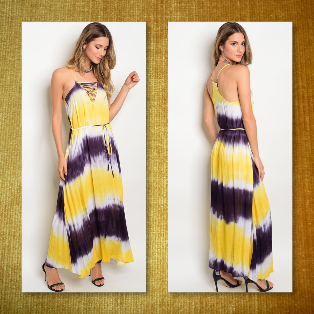 JUST IN🆕Gorgeous Yellow Tye Dye Maxi Dress - Picture 1 of 3