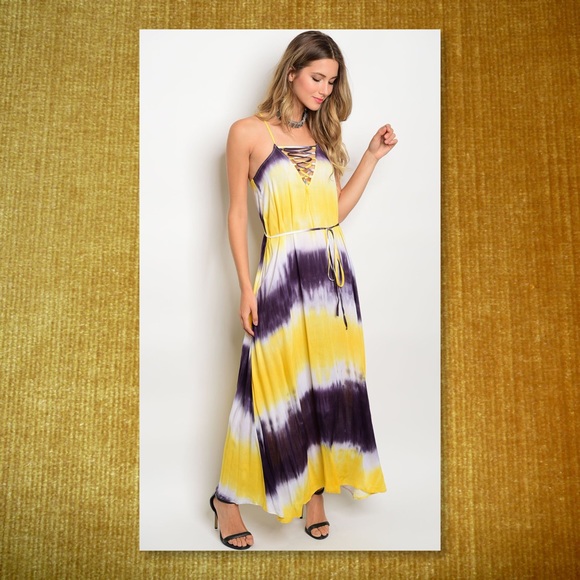 JUST IN🆕Gorgeous Yellow Tye Dye Maxi Dress - Picture 2 of 3