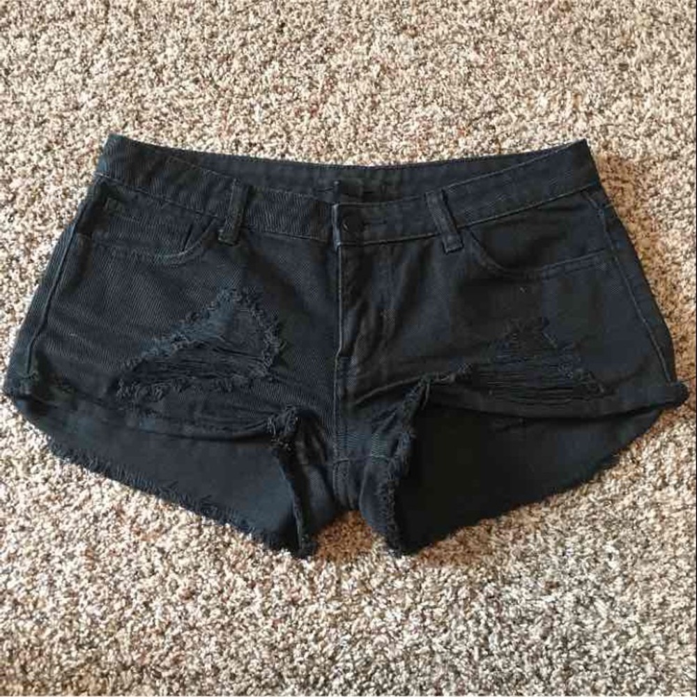 Black Ripped Shorts