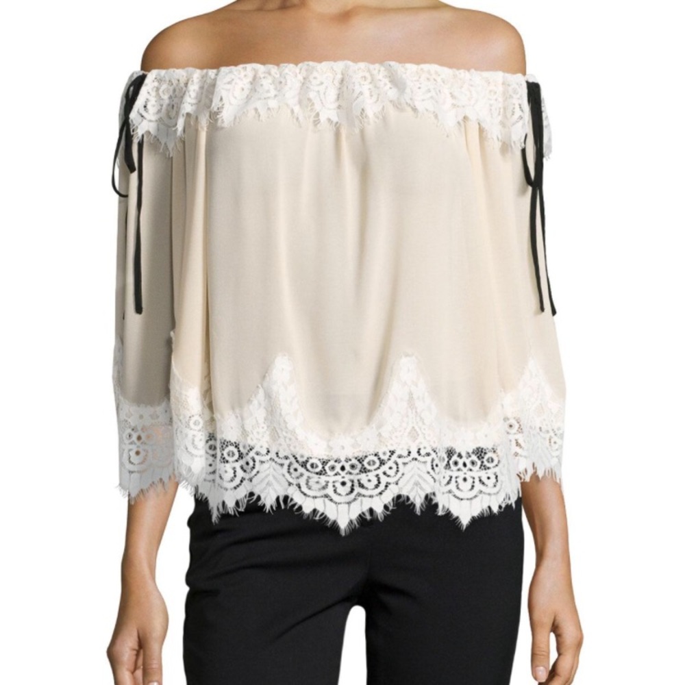 NWT English Factory lace trim off-the-shoulder top