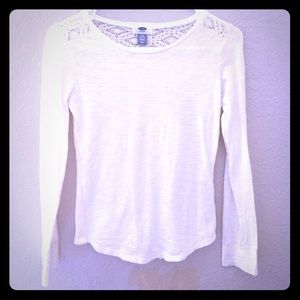Old navy kid's ivory long sleeve lace shirt
