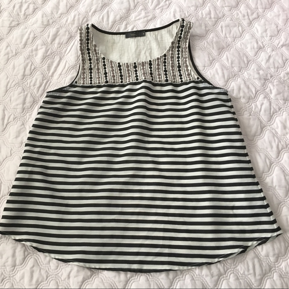 Anthropologie THML stripe top with embroidery