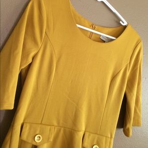 Young Threads Mustard Yellow A-Line Dress