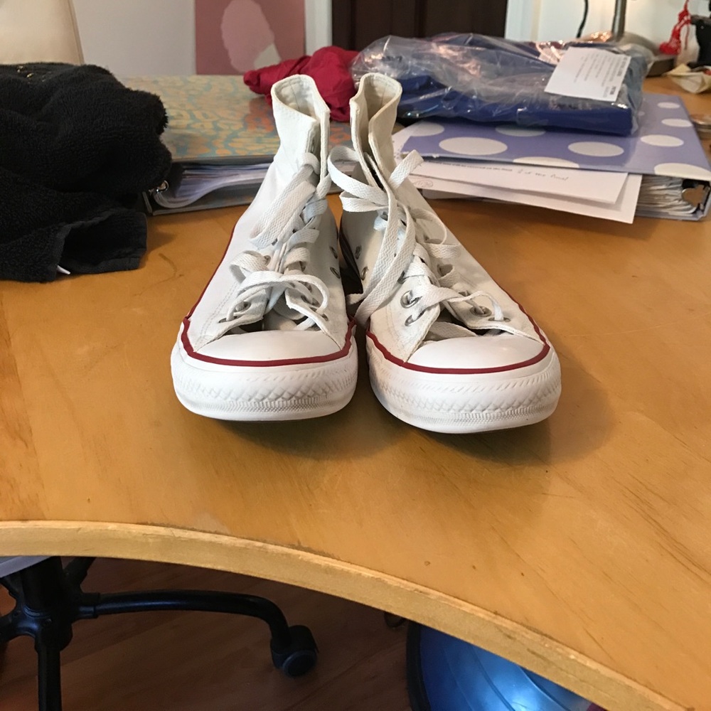 All white hightop converse