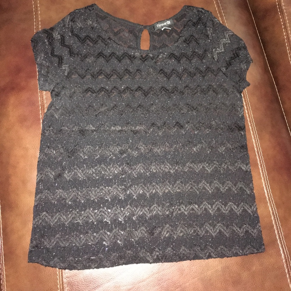 Black chevron sheer top