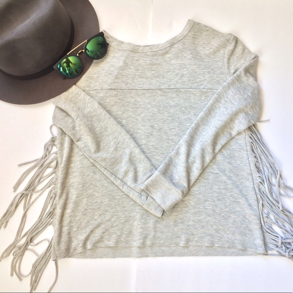 Rue 21 Fringed Back Long Sleeve Top.