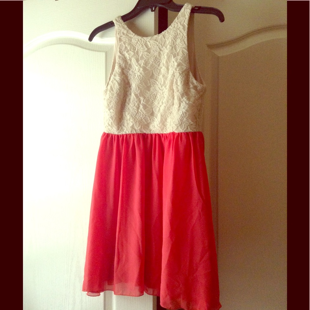 Ivory Lace/Coral Dress