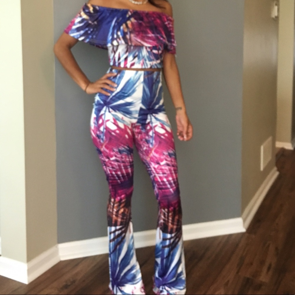 "Love Line" tropical two piece set