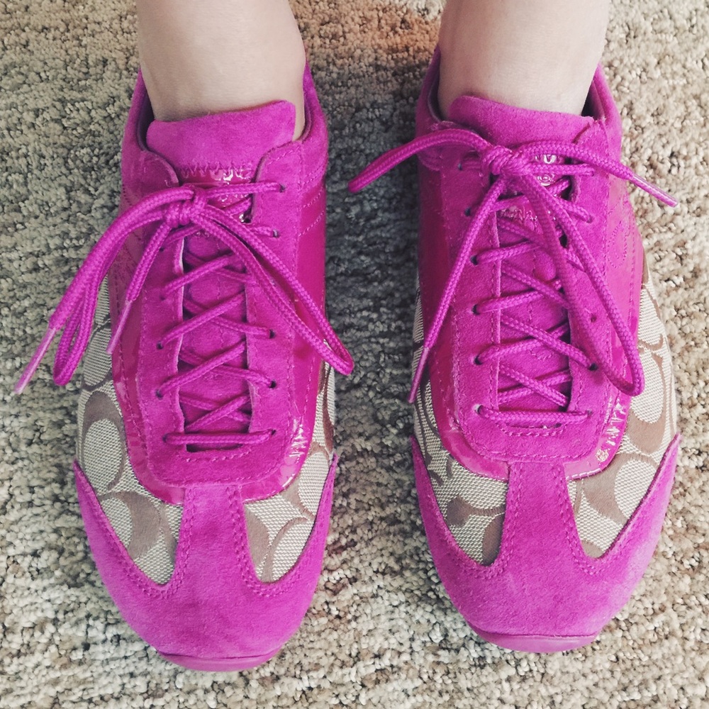 Magenta Coach Logo Sneakers - Size 7