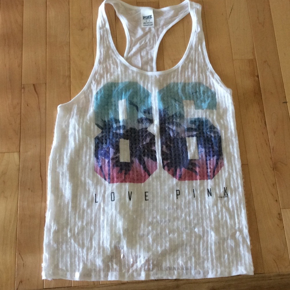 Pink racer back tank top