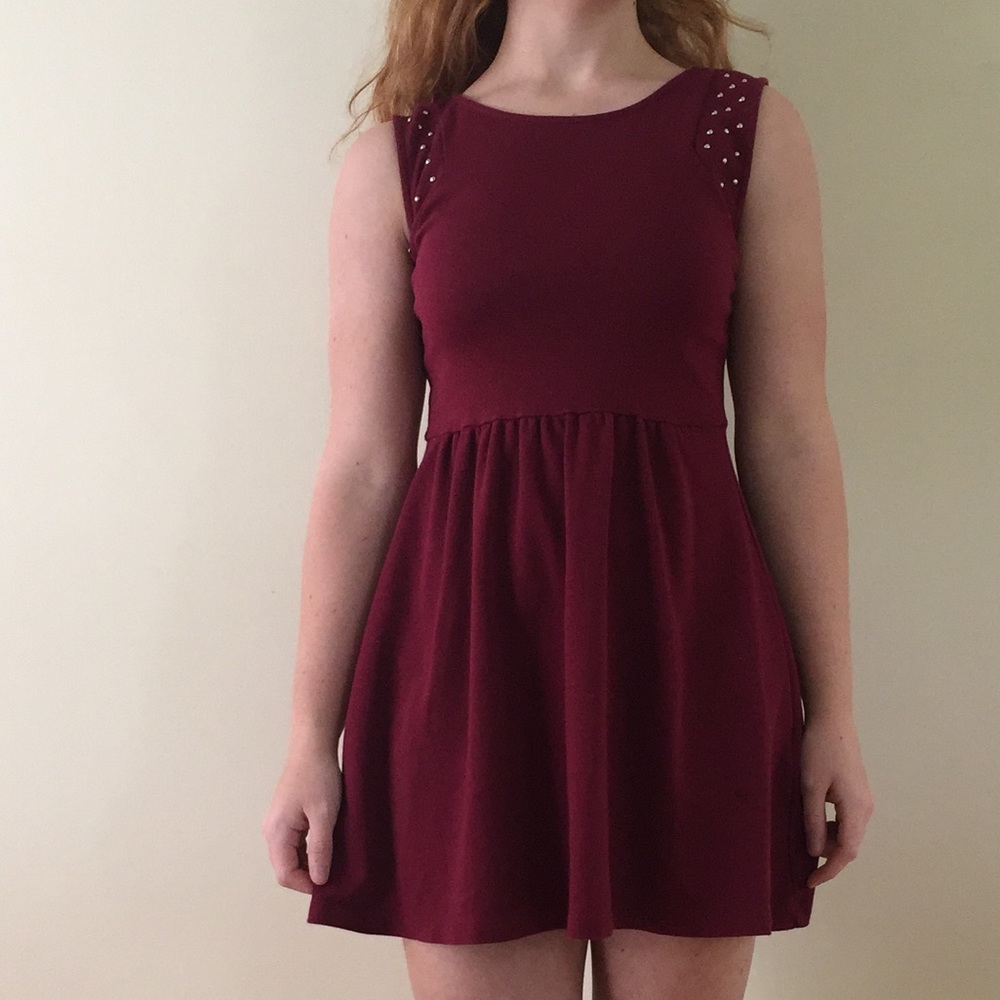 Maroon Formal Studded Dress