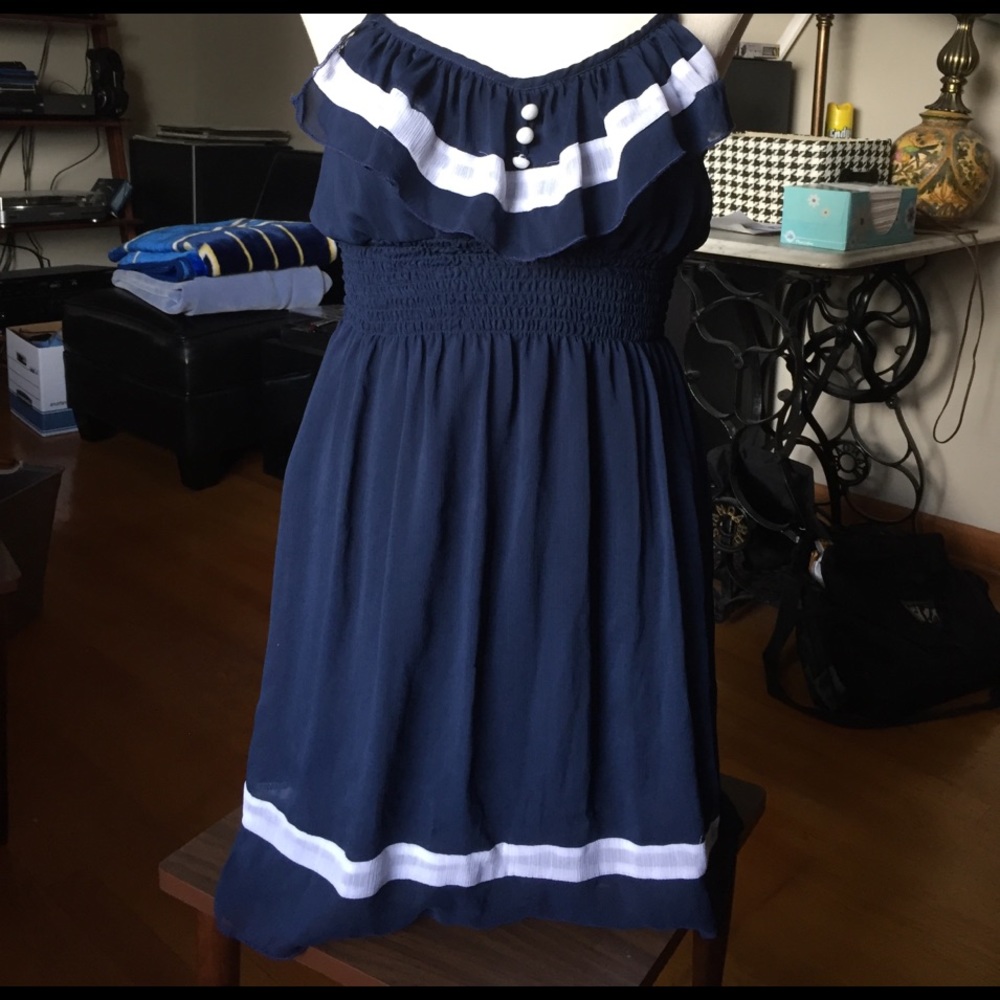 Navy and White Sundress