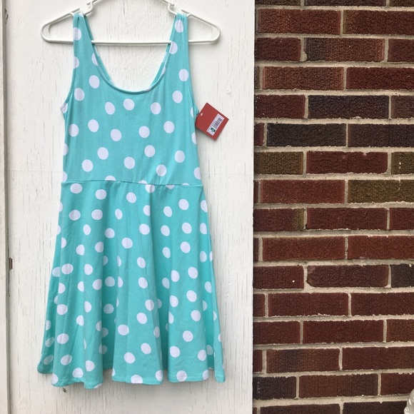 Mossimo Aqua Polkadot Tank Dress - Picture 1 of 3