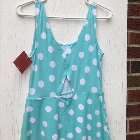 Mossimo Aqua Polkadot Tank Dress - Picture 2 of 3