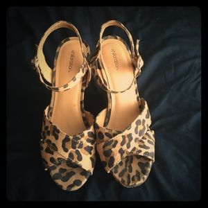 Xhilaration Leopard Wedge Platform Sandals